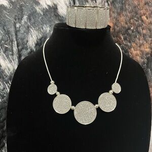 Shimmering rhinestone necklace with matching bracelet! NWOT